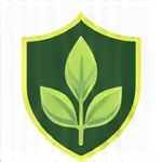 Green leaf icon with a shield, signifying healthy materials