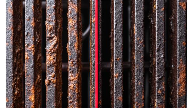 Before and after image of rusty grill grates vs clean, new grates