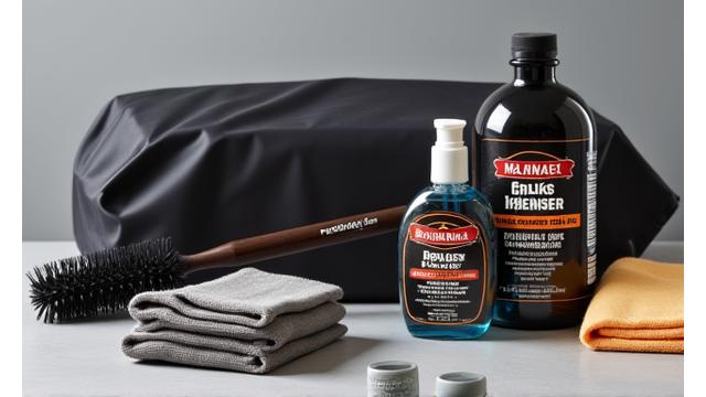Grill maintenance supplies including brushes, covers, and cleaners