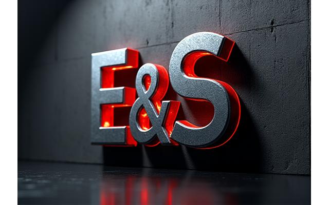 Stylized 'E&S' logo (Ember & Stone Customs) on a textured, industrial background, symbolizing brand identity protection.